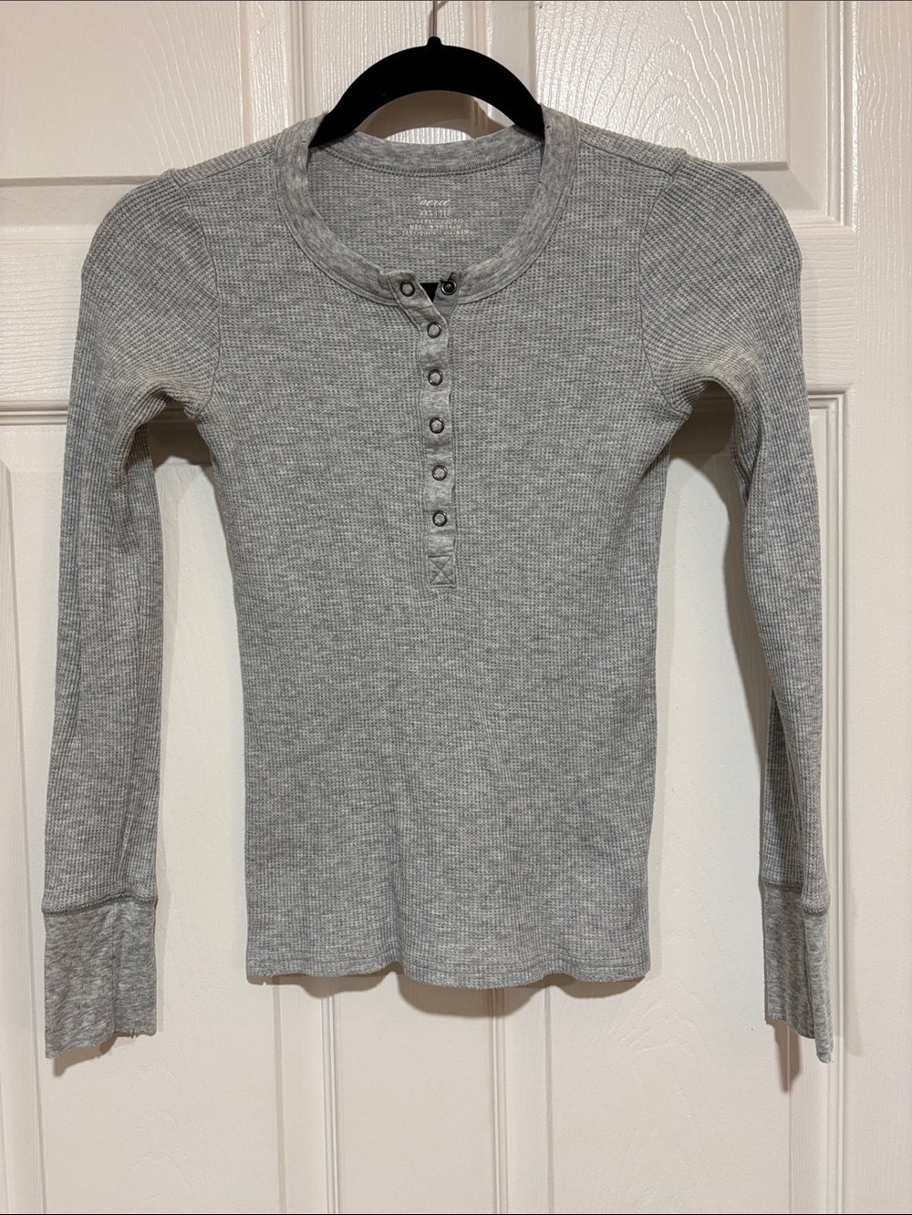 Aerie Long Sleeve Thermal Henley Gray Shirt Size XXS